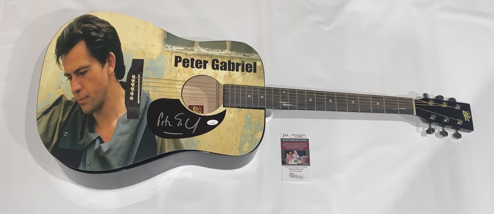 PETER GABRIEL SIGNED CUSTOM ACOUSTIC GUITAR AUTOGRAPHED GENESIS JSA COA