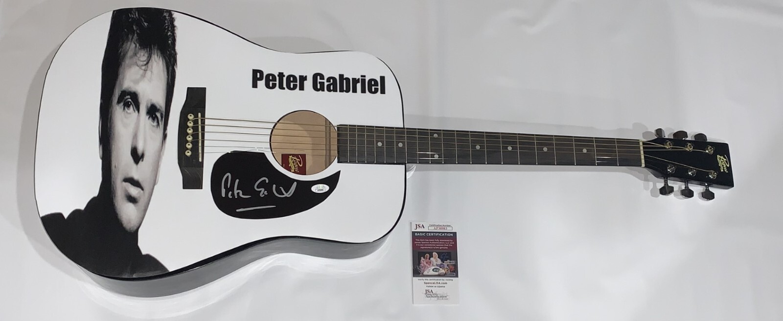 PETER GABRIEL SIGNED CUSTOM ACOUSTIC GUITAR AUTOGRAPHED LEGEND JSA COA