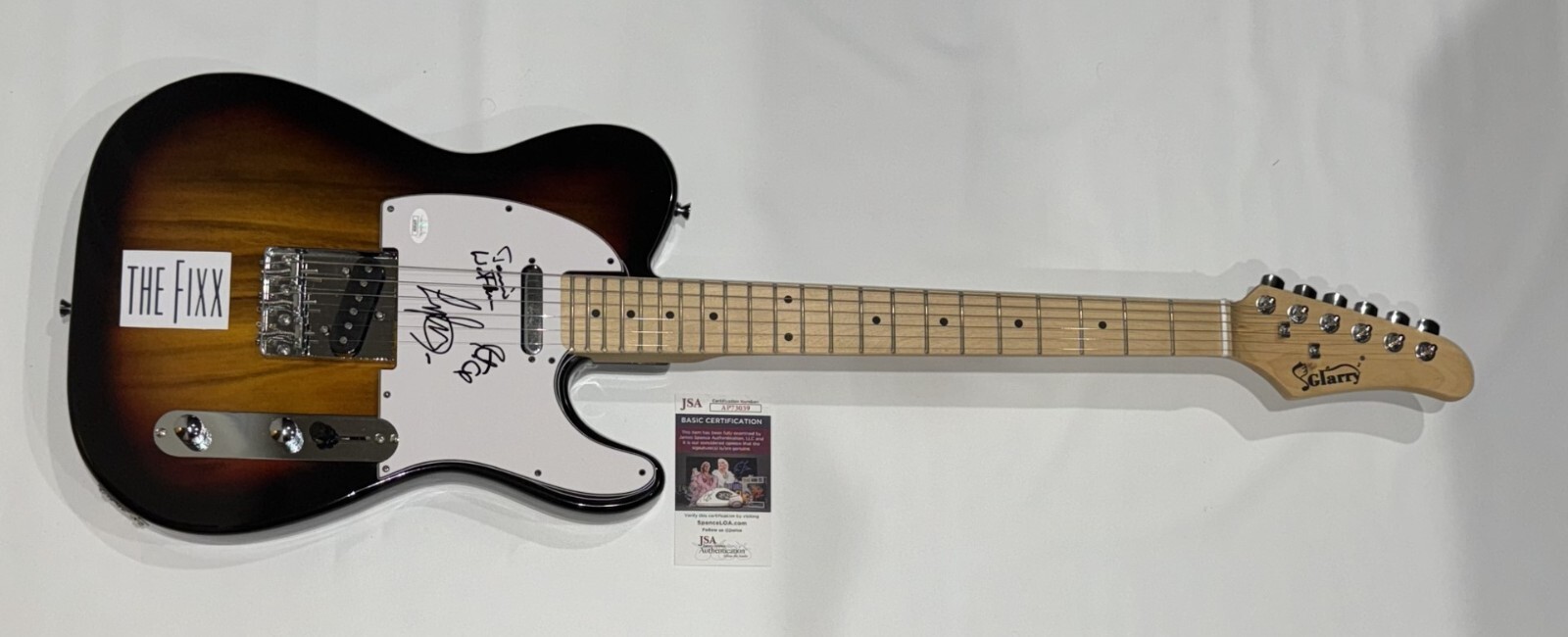 THE FIXX SIGNED SUNBURST ELECTRIC GUITAR CY CURNIN 3X AUTOGRAPHED JSA COA