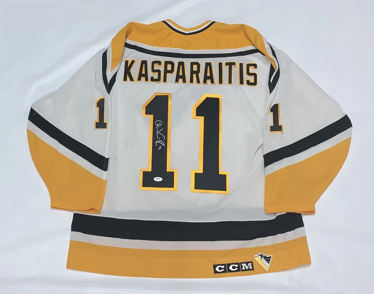 DARIUS KASPARAITIS SIGNED CCM PITTSBURGH PENGUINS JERSEY LICENSED PSA COA