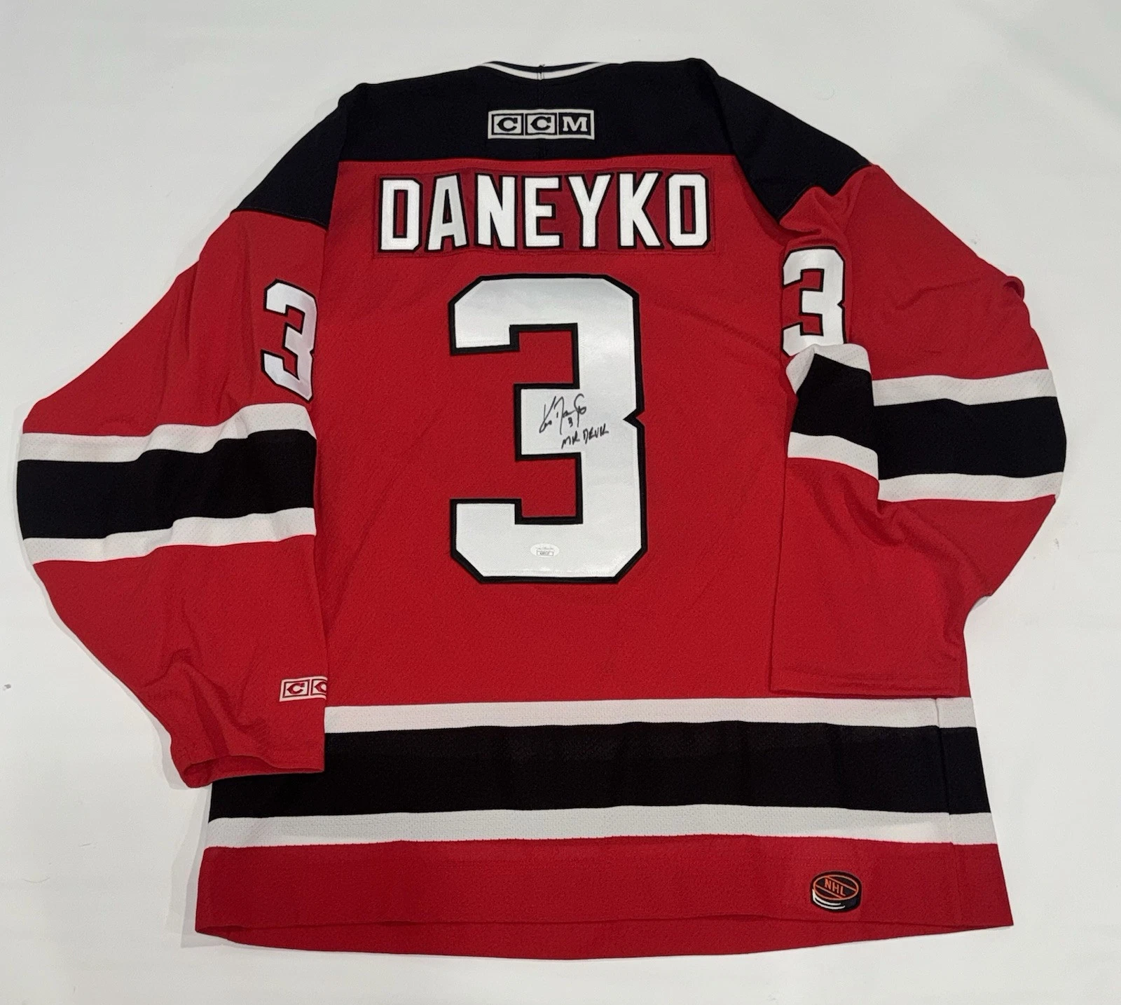 KEN DANEYKO SIGNED NEW JERSEY DEVILS CCM 1995 STANLEY CUP JERSEY INSCR JSA COA