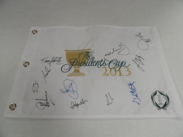 INTERNATIONAL TEAM SIGNED 2013 PRESIDENTS CUP FLAG ADAM SCOTT PRICE JASON DAY