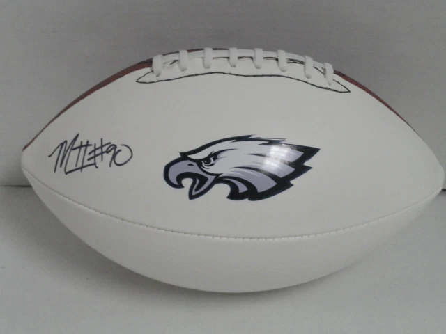 MARCUS SMITH SIGNED FOOTBALL PHILADELPHIA EAGLES AUTOGRAPHED ROOKIE STAR