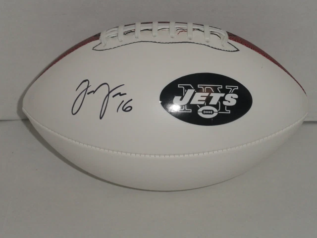 JALEN SAUNDERS SIGNED FOOTBALL NEW YORK JETS AUTOGRAPHED ROOKIE STAR