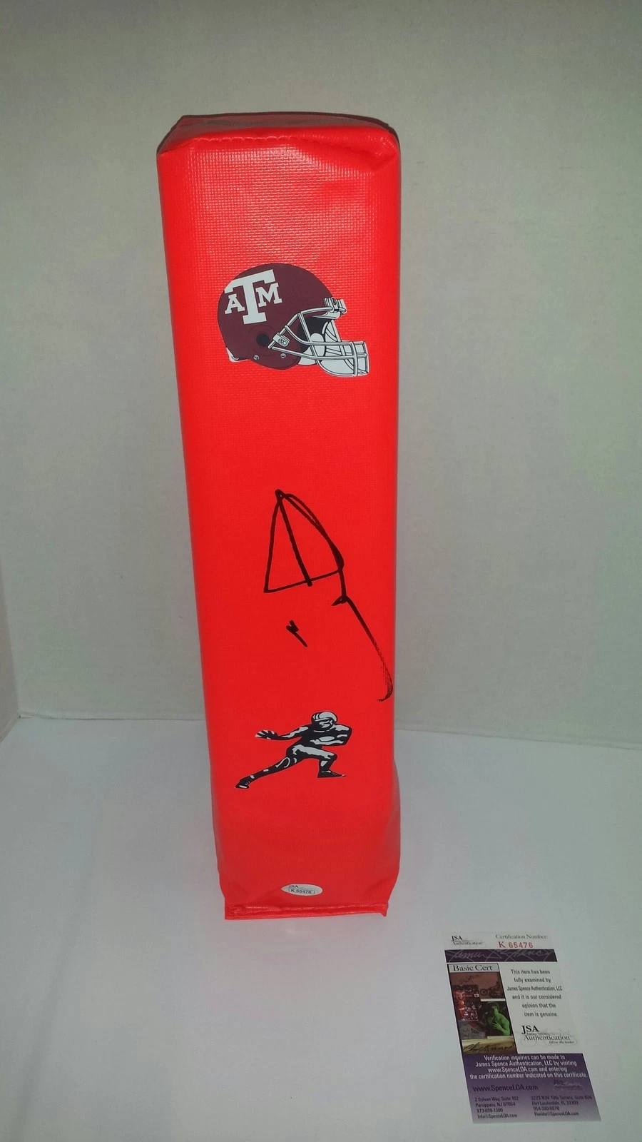 JOHNNY MANZIEL SIGNED TOUCHDOWN PYLON TEXAS A&M AGGIES JSA COA FOOTBALL PROOF
