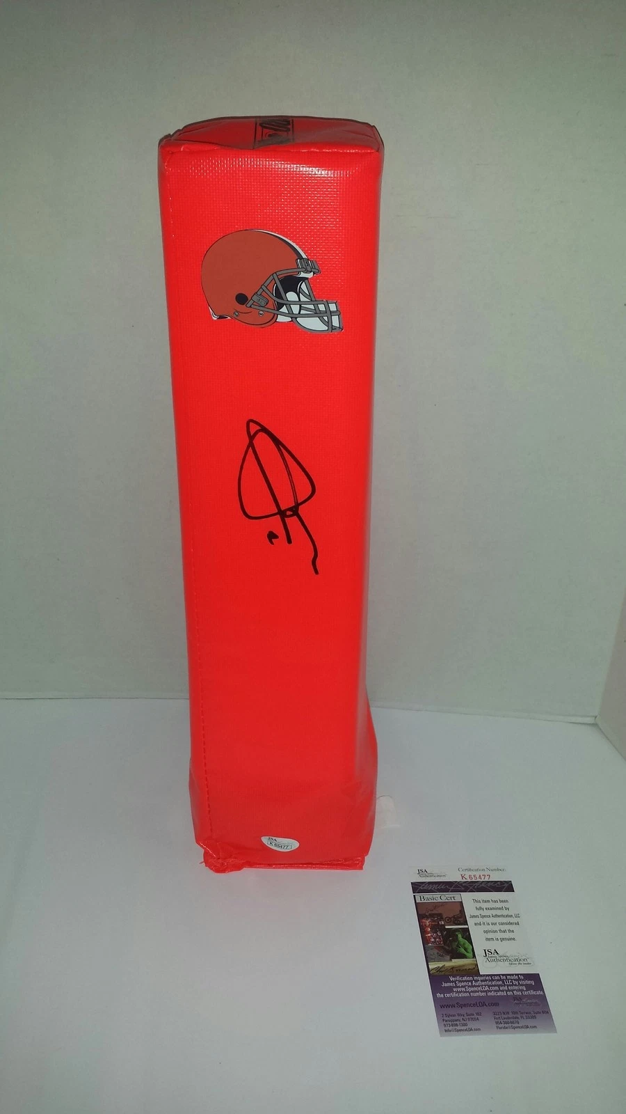 JOHNNY MANZIEL SIGNED TOUCHDOWN PYLON CLEVELAND BROWNS JSA COA FOOTBALL PROOF