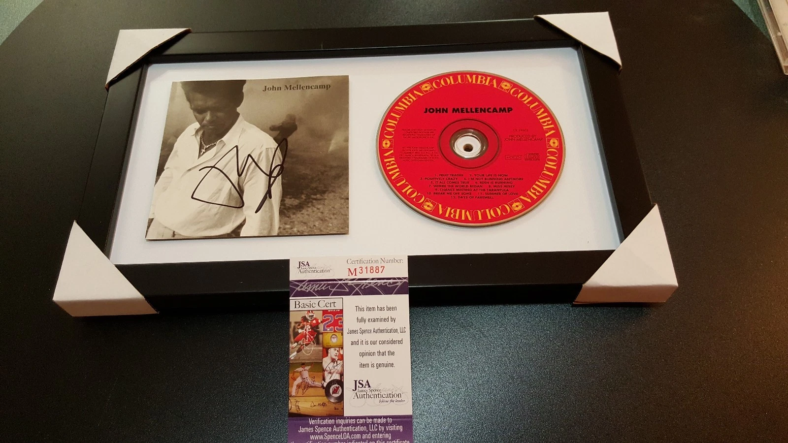 JOHN MELLENCAMP FRAMED AUTOGRAPHED SELF TITLED CD COVER SIGNED JSA AUTHENTICATED
