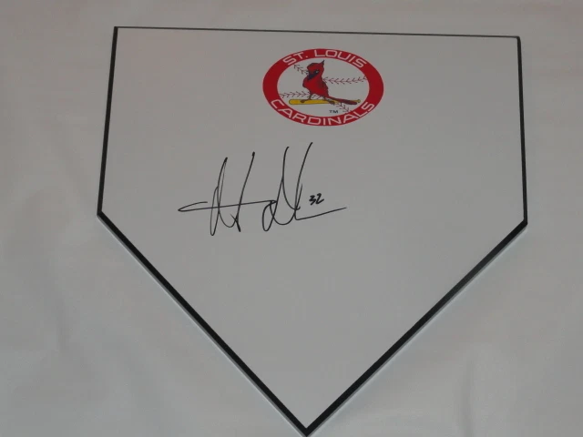 MATT ADAMS SIGNED HOME PLATE ST. LOUIS CARDINALS BIG CITY AUTOGRAPHED PROOF