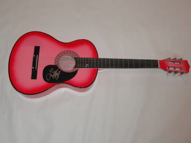 LAUREN ALAINA SIGNED HOT PINK ACOUSTIC GUITAR PEACHES COUNTRY SUPERSTAR