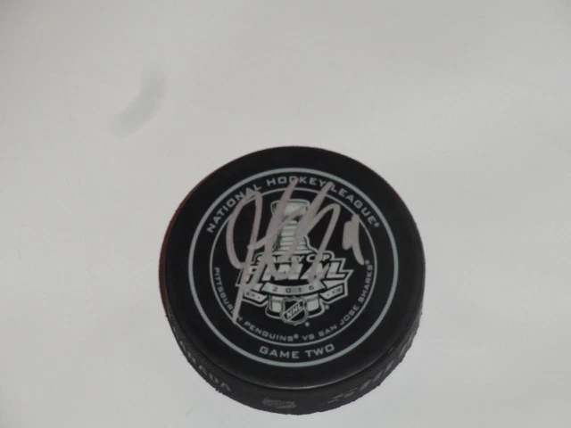 JUSTIN SCHULTZ SIGNED 2016 STANLEY CUP FINALS OFFICIAL GAME PUCK PENGUINS 2