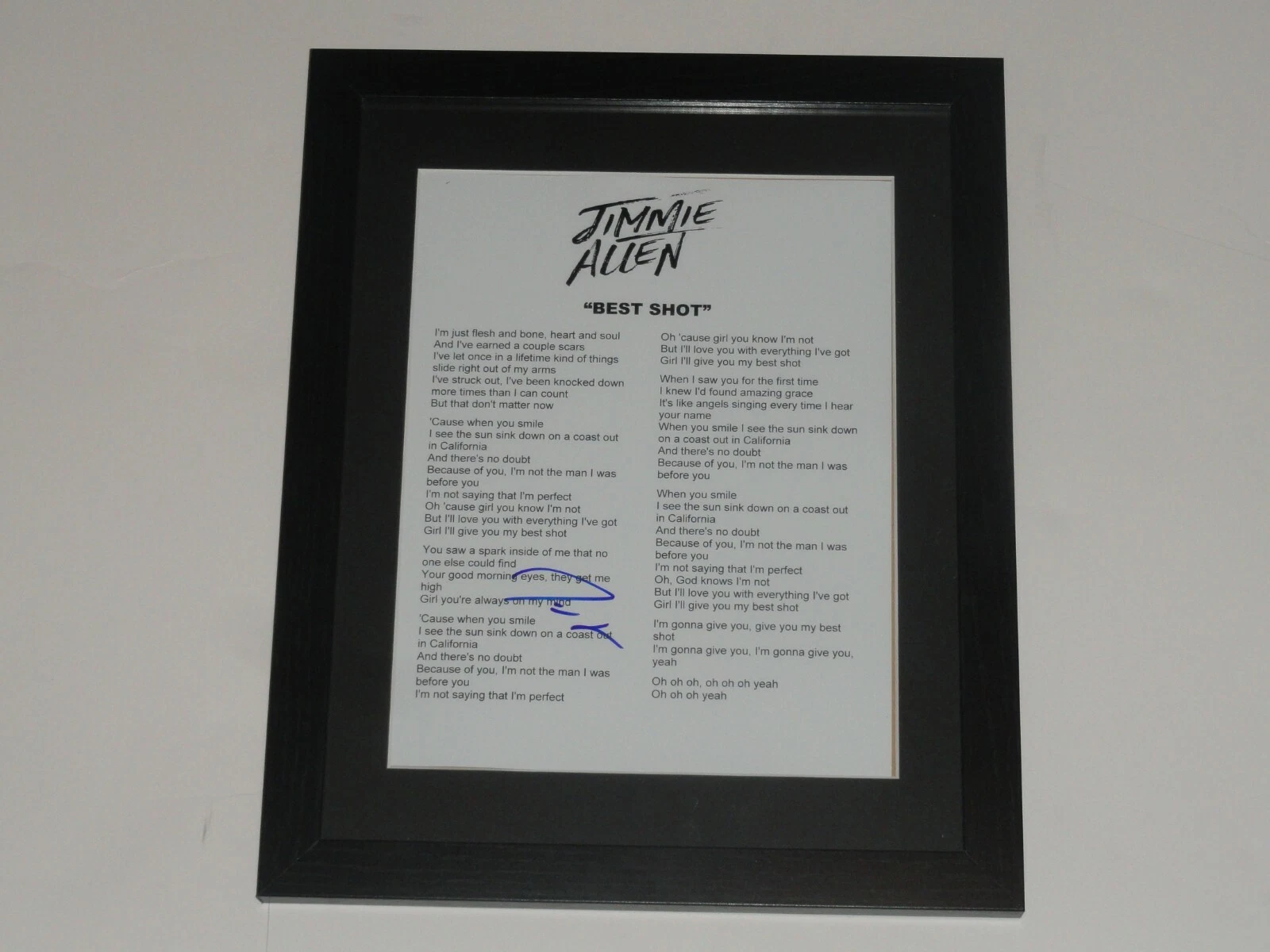 JIMMIE ALLEN SIGNED FRAMED 
