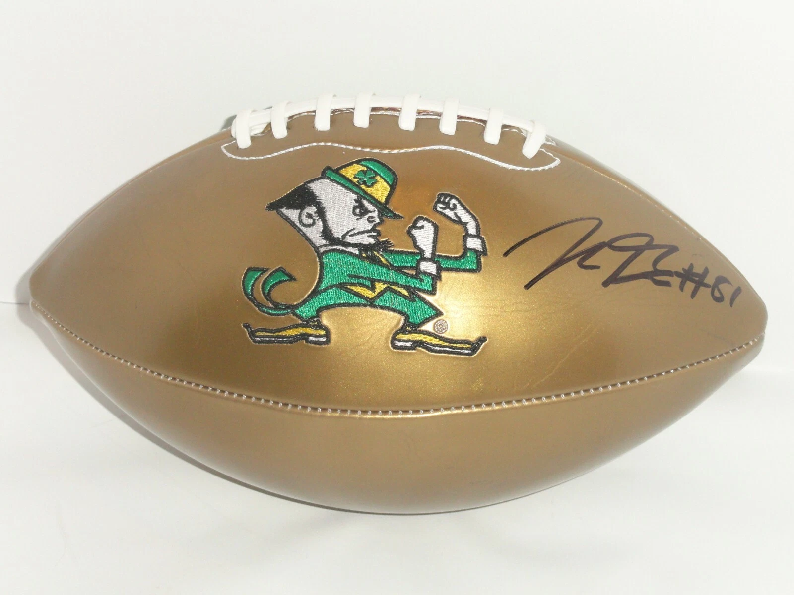 MILES BOYKIN SIGNED GOLD NOTRE DAME FIGHTING IRISH LOGO FOOTBALL STUD PROOF
