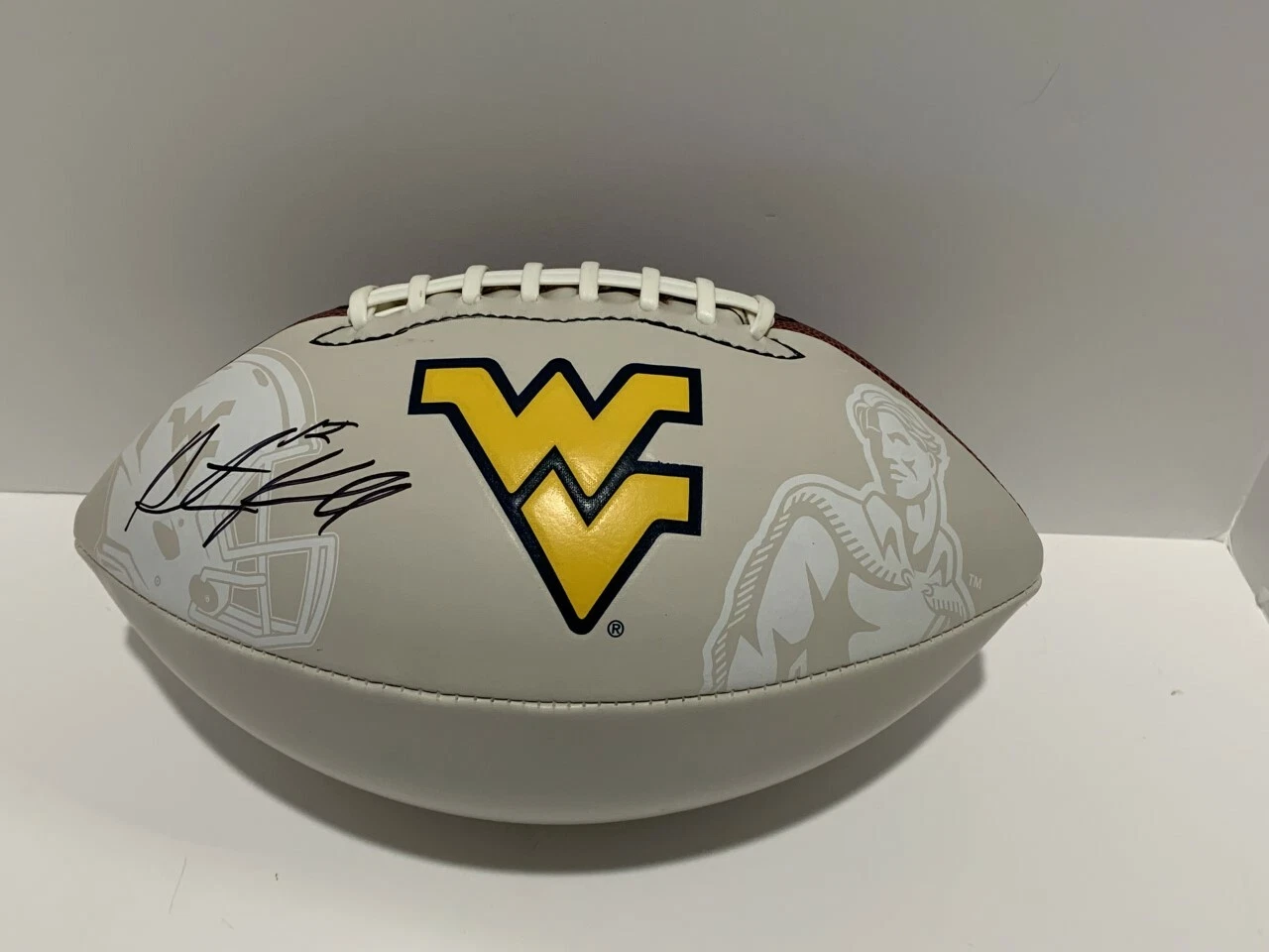 AUSTIN KENDALL SIGNED WEST VIRGINIA MOUNTAINEERS LOGO FOOTBALL PROOF COLLECTIBLE MEMORABILIA