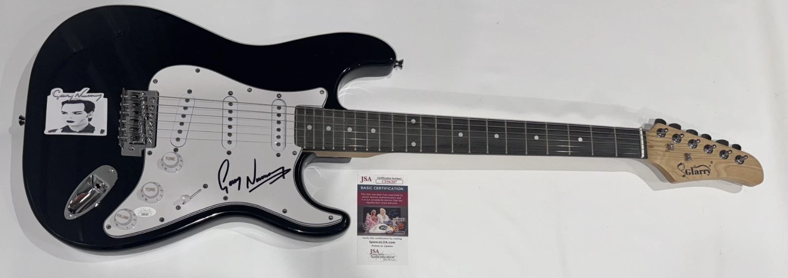 GARY NUMAN SIGNED BLACK ELECTRIC GUITAR CARS TUBEWAY ARMY LEGEND 2 JSA COA