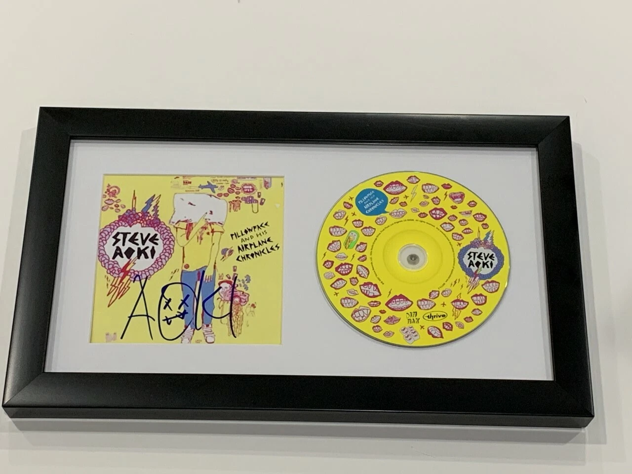 STEVE AOKI SIGNED FRAMED PILLOWFACE AND HIS AIRPLACE CHRONICLES CD DISPLAY PROOF
