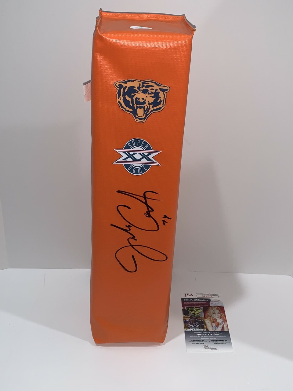 JIMBO COVERT SIGNED TOUCHDOWN PYLON CHICAGO BEARS SUPER BOWL XX JSA COA