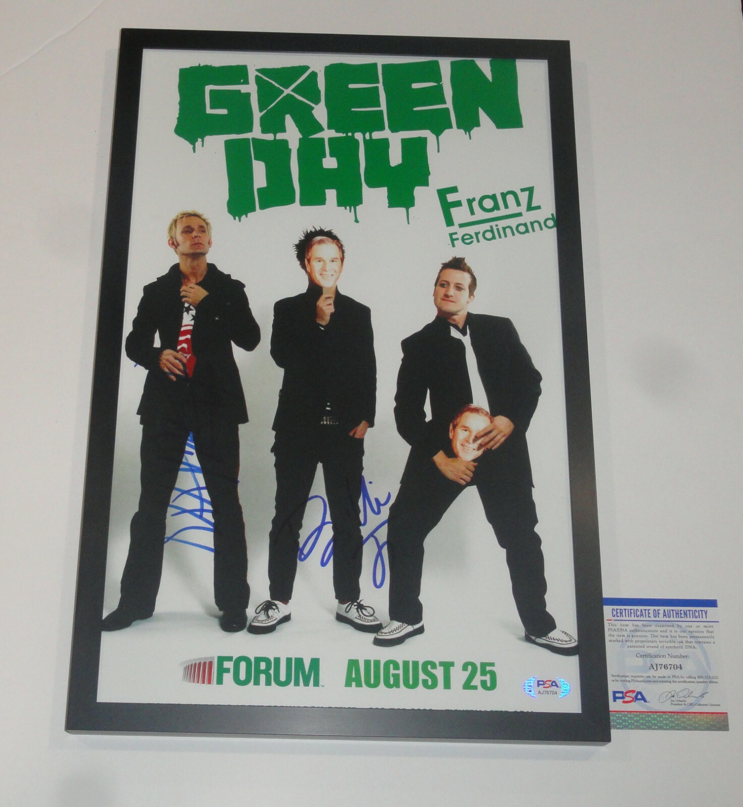 GREEN DAY SIGNED FRAMED 11X17 POSTER BILLIE JOE ARMSTRONG MIKE DIRNT 2X PSA COA