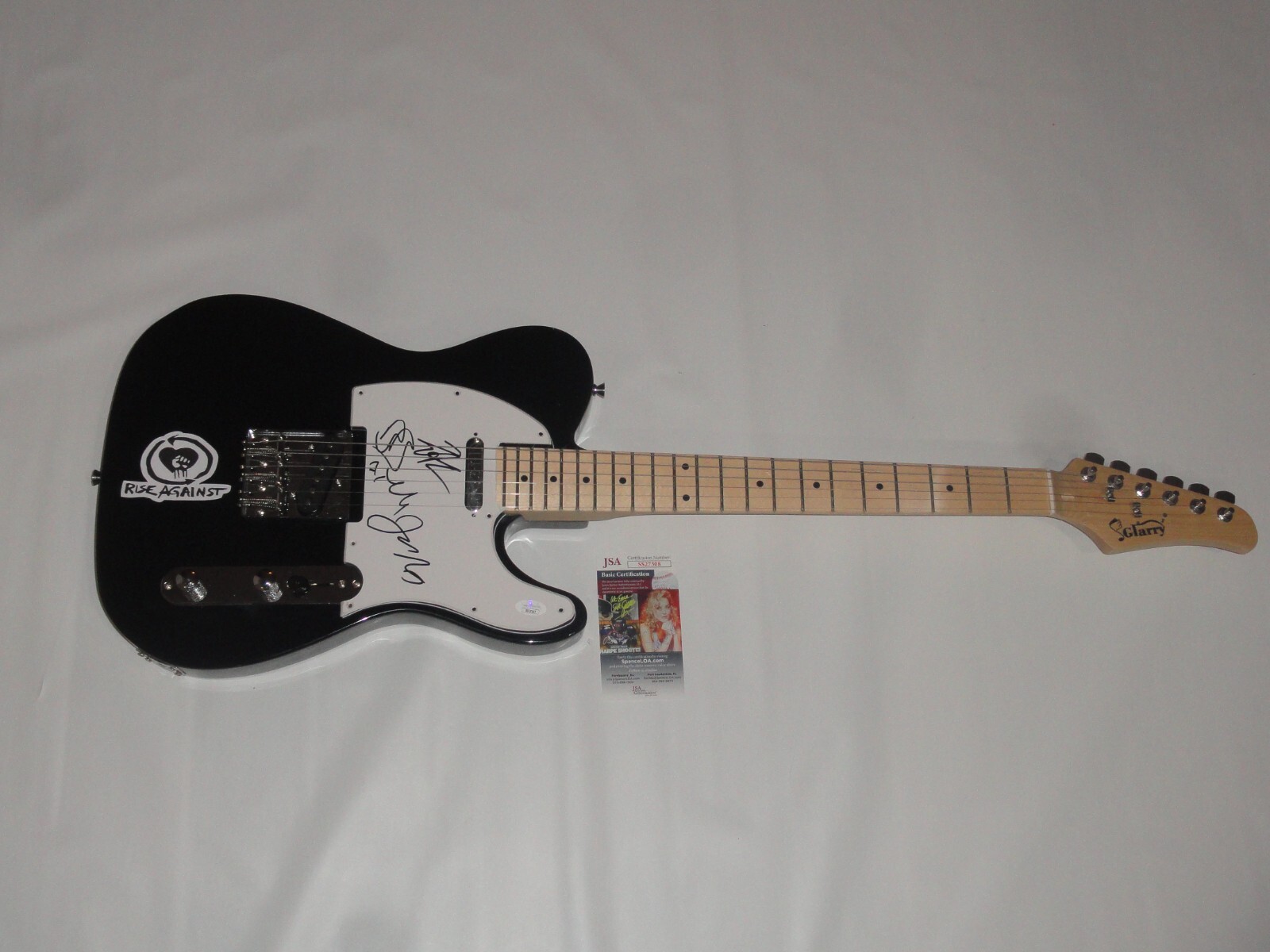RISE AGAINST SIGNED BLACK ELECTRIC GUITAR TIM MCILRATH ALL 4 PROOF JSA COA