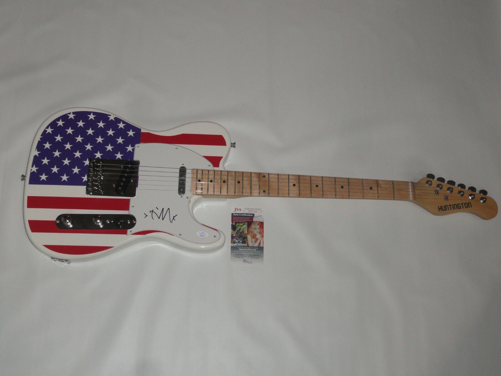TIM MCILRATH SIGNED USA FLAG ELECTRIC GUITAR RISE AGAINST PROOF JSA COA