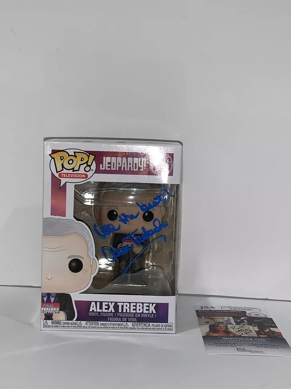 ALEX TREBEK SIGNED JEOPARDY FUNKO POP LEGEND HOST JSA COA