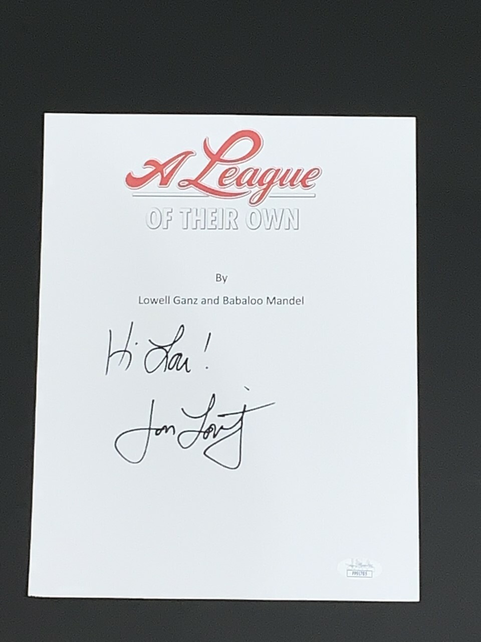 JON LOVITZ SIGNED A LEAGUE OF THEIR OWN MOVIE SCRIPT PROOF JSA COA