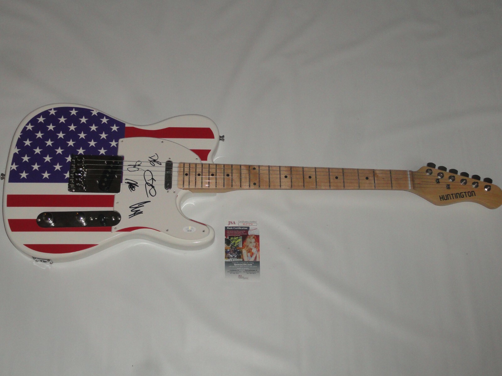 ANBERLIN SIGNED USA FLAG ELECTRIC GUITAR STEPHEN CHRISTIAN ALL 5 PROOF JSA COA