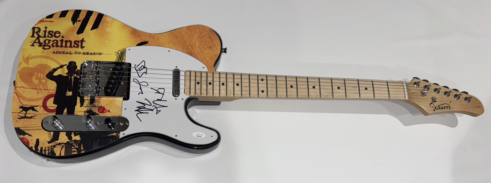 RISE AGAINST SIGNED USA FLAG ELECTRIC GUITAR TIM MCILRATH ALL 4 PROOF JSA COA