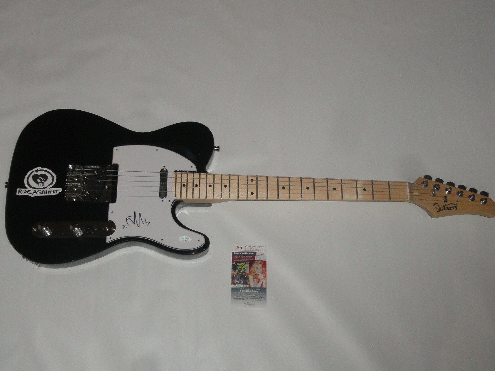 TIM MCILRATH SIGNED BLACK ELECTRIC GUITAR RISE AGAINST PROOF JSA COA 1