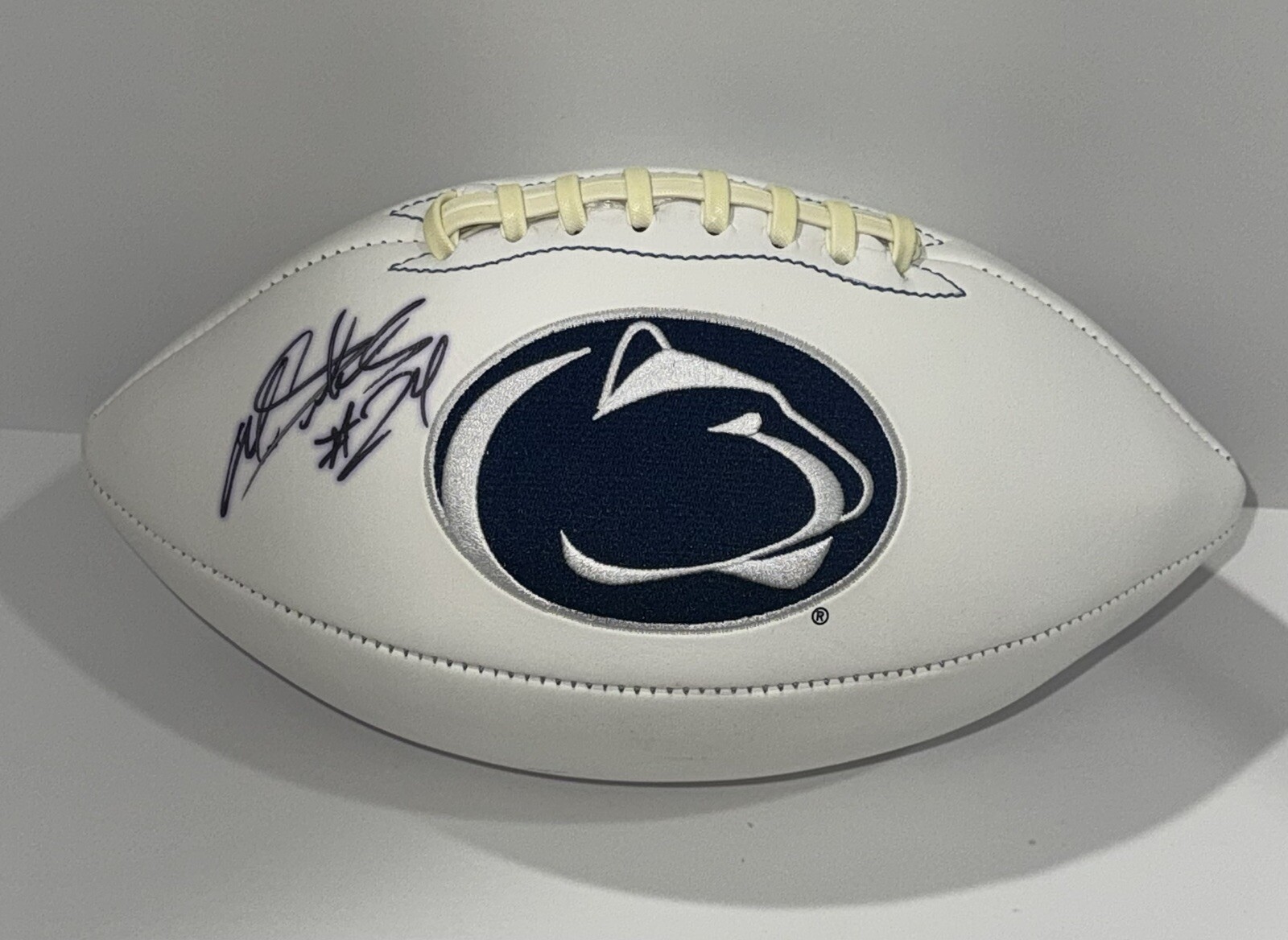 MILES SANDERS SIGNED PENN ST. NITTANY LIONS LOGO FOOTBALL STATE PROOF ST
