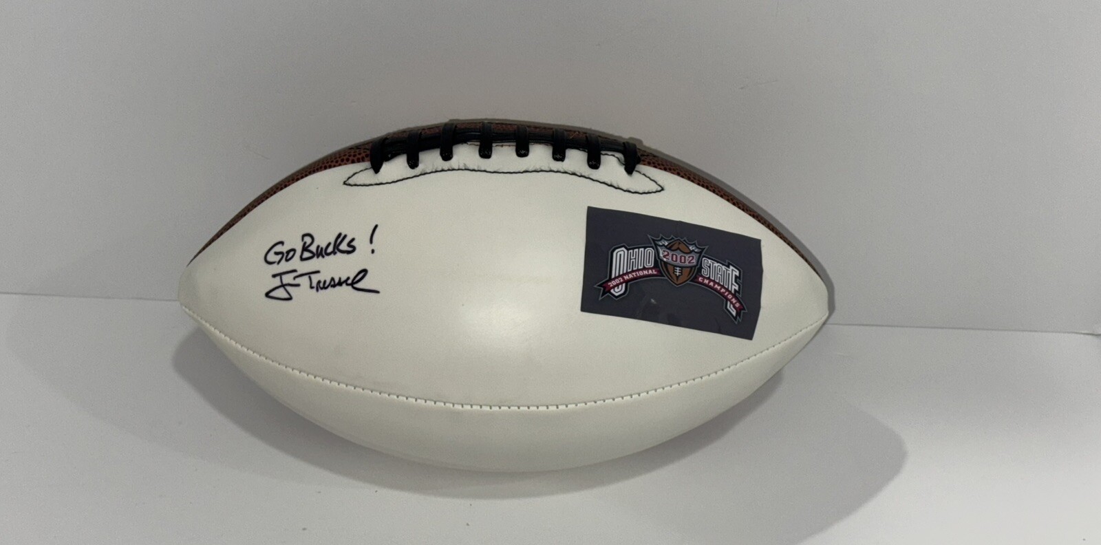 JIM TRESSEL SIGNED FOOTBALL OHIO ST. BUCKEYES 2002 NATIONAL CHAMPIONS JSA COA