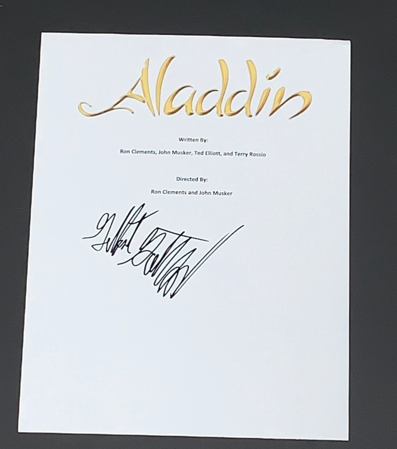 GILBERT GOTTFRIED SIGNED ALADDIN FULL MOVIE SCRIPT IAGO PROOF VERY RARE JSA COA