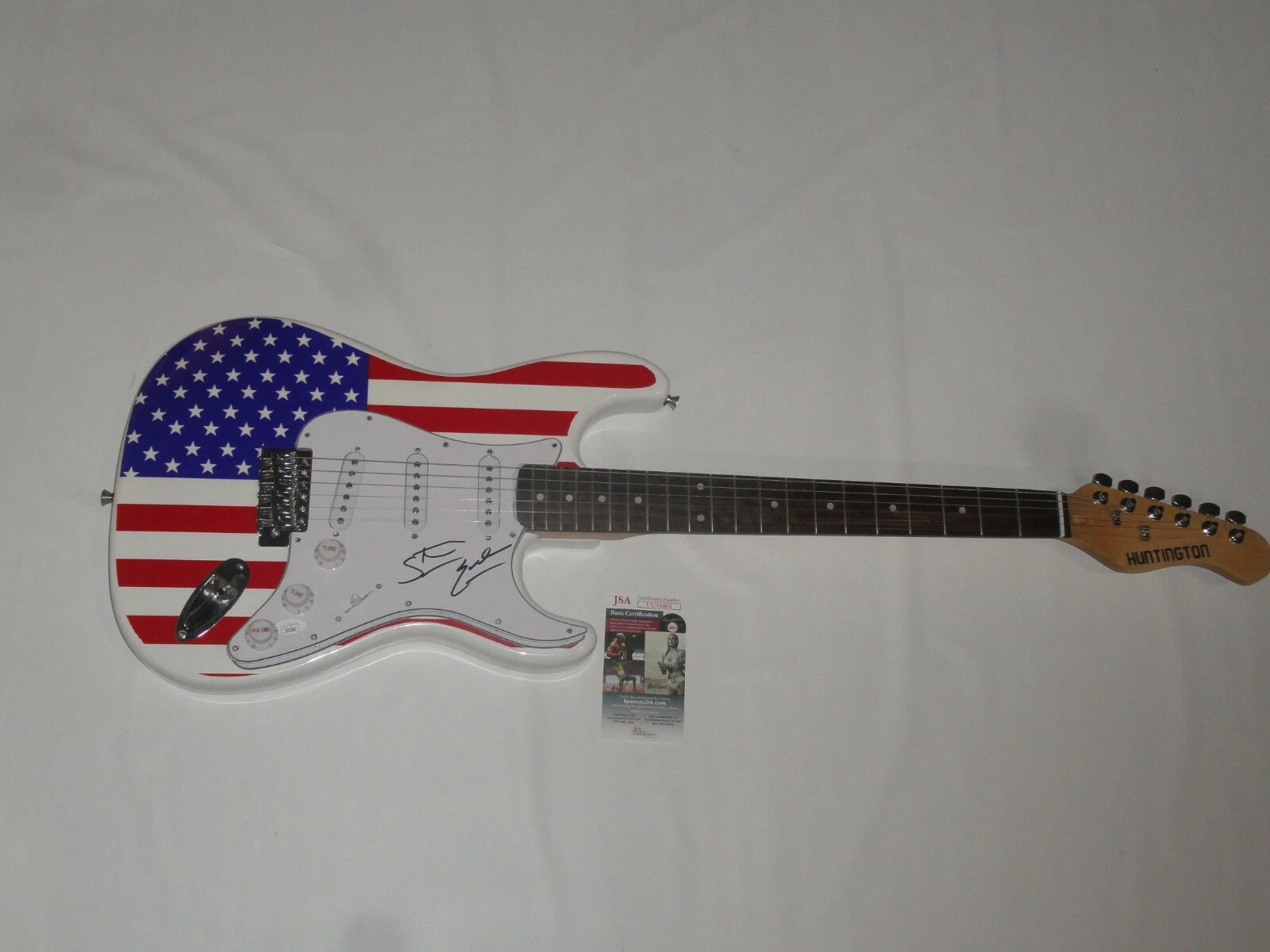 STEVE EARLE SIGNED USA FLAG ELECTRIC GUITAR AUTOGRAPHED LEGEND JSA COA
