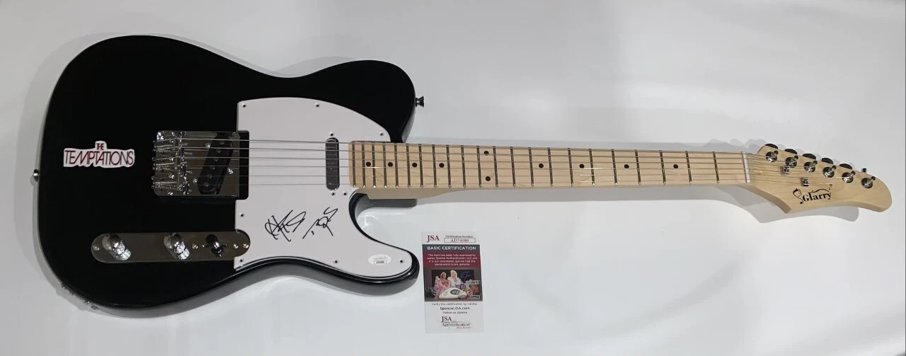 OTIS WILLIAMS SIGNED BLACK ELECTRIC GUITAR THE TEMPTATIONS PROOF JSA COA