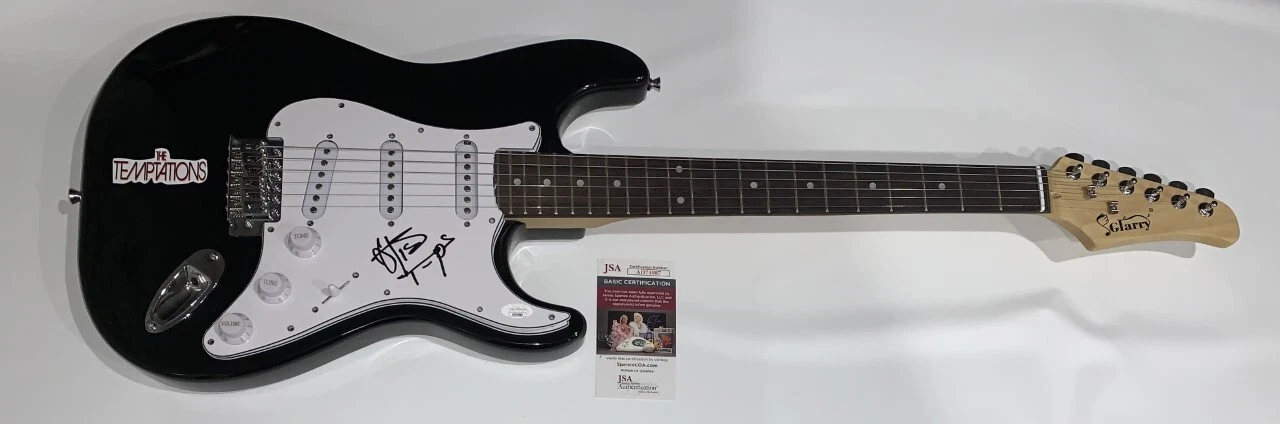 OTIS WILLIAMS SIGNED BLACK ELECTRIC GUITAR THE TEMPTATIONS PROOF JSA COA