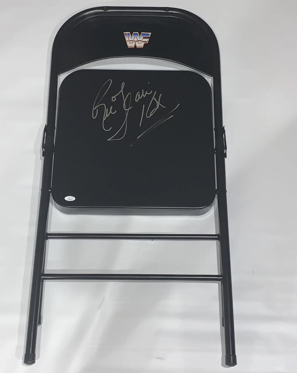 RIC FLAIR SIGNED FULL-SIZE STEEL CHAIR WWE WWF 16X CHAMPION JSA COA