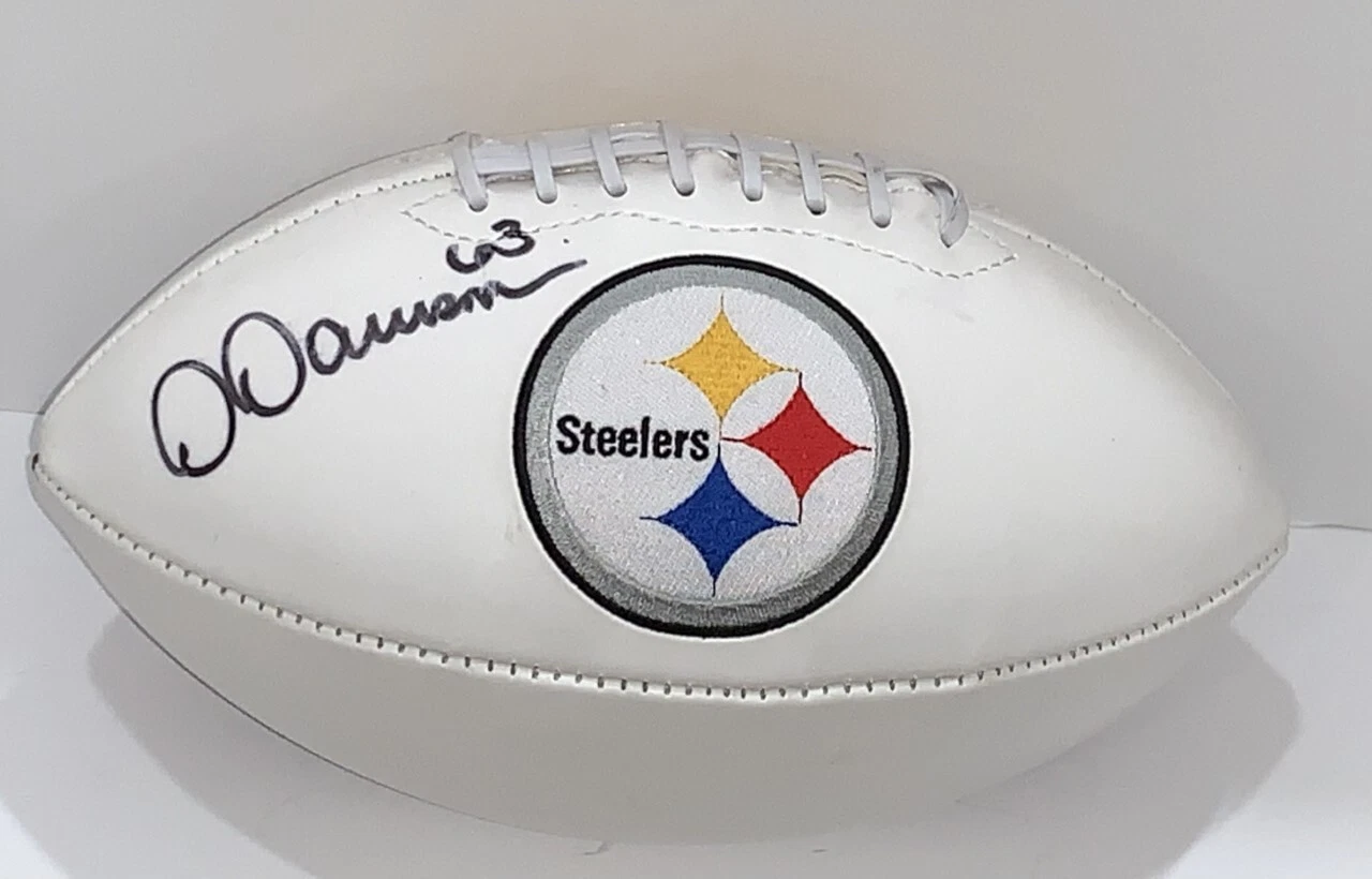 DERMONTTI DAWSON SIGNED PITTSBURGH STEELERS LOGO FOOTBALL HOF 2012