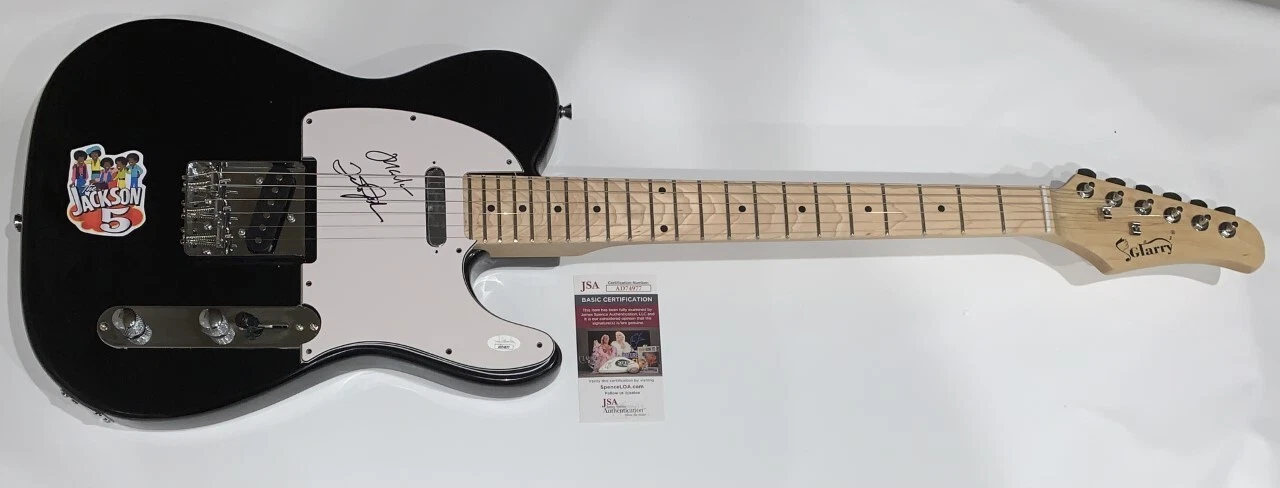 THE JACKSON 5 SIGNED BLACK ELECTRIC GUITAR MARLON AND TITO 2X JSA COA