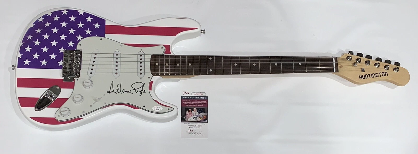 ARTIMUS PYLE SIGNED USA FLAG ELECTRIC GUITAR LYNYRD SKYNYRD PROOF JSA COA