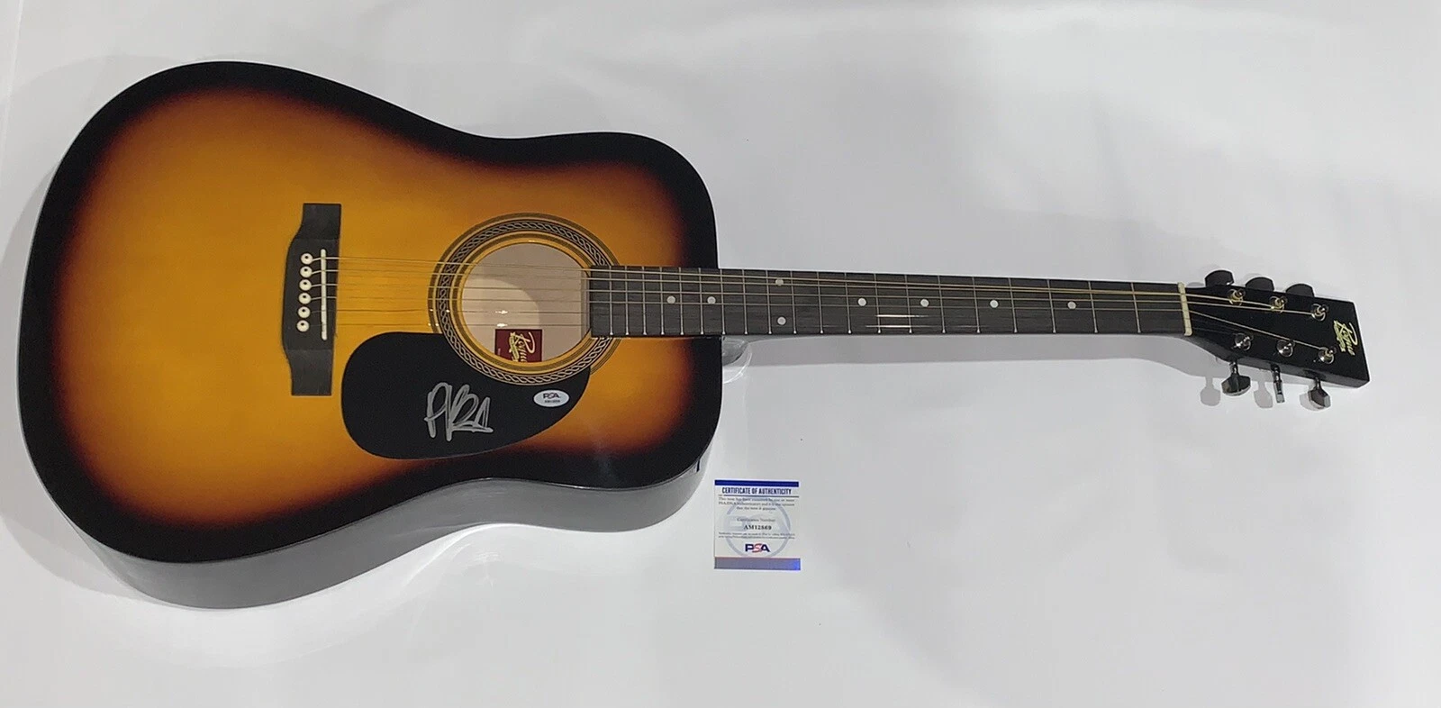 PRISCILLA BLOCK SIGNED FULL-SIZE SUNBURST ACOUSTIC GUITAR COUNTRY PSA COA