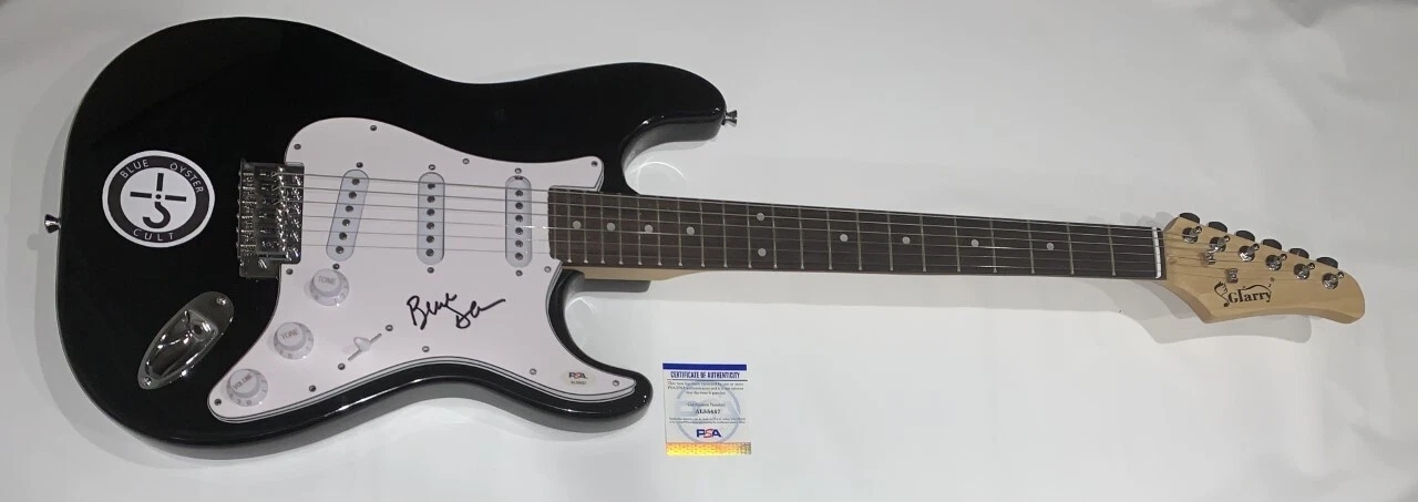 BUCK DHARMA SIGNED BLACK ELECTRIC GUITAR BLUE OSYTER CULT PSA COA