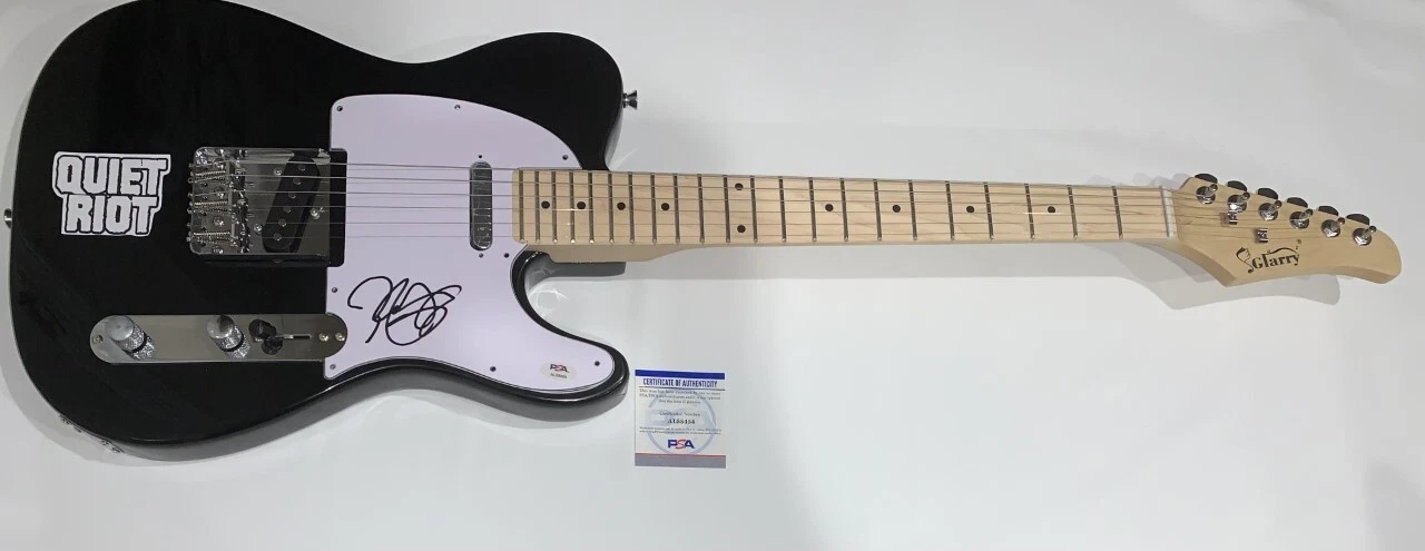 RUDY SARZO SIGNED BLACK ELECTRIC GUITAR QUIET RIOT LEGEND PSA COA