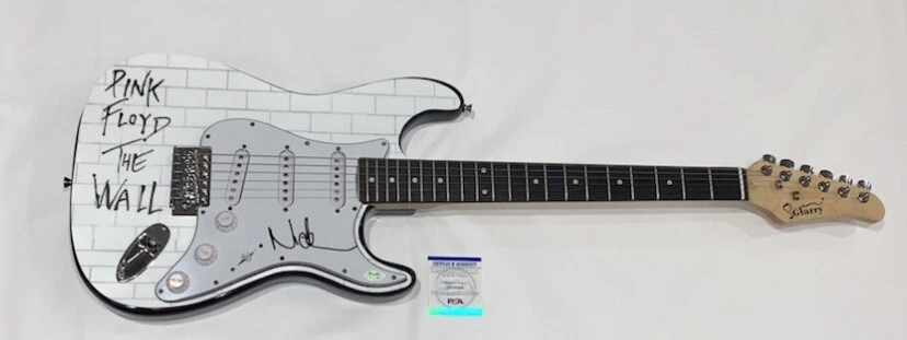 NICK MASON SIGNED CUSTOM GUITAR PINK FLOYD THE WALL PSA COA