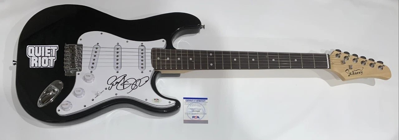 RUDY SARZO SIGNED BLACK ELECTRIC GUITAR QUIET RIOT LEGEND PSA COA