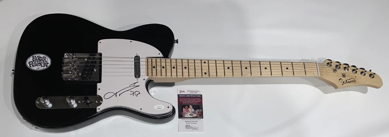 TAIME DOWNE SIGNED BLACK ELECTRIC GUITAR FASTER PUSSYCAT JSA COA
