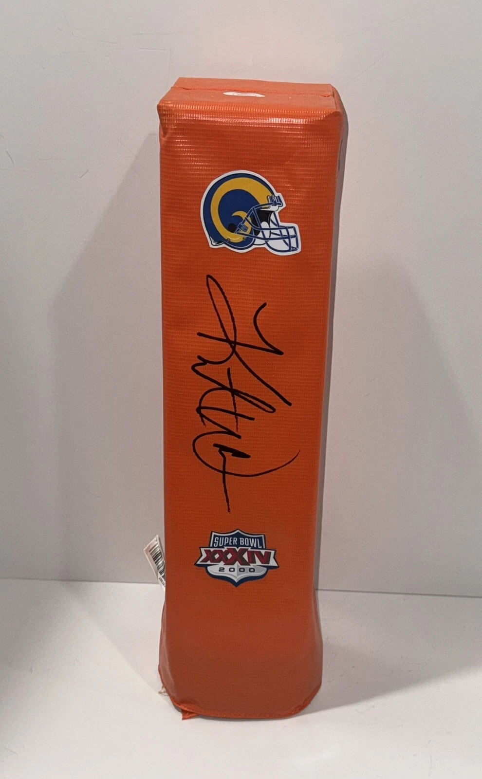 KURT WARNER SIGNED TOUCHDOWN PYLON ST. LOUIS RAMS SUPER BOWL XXXIV JSA COA