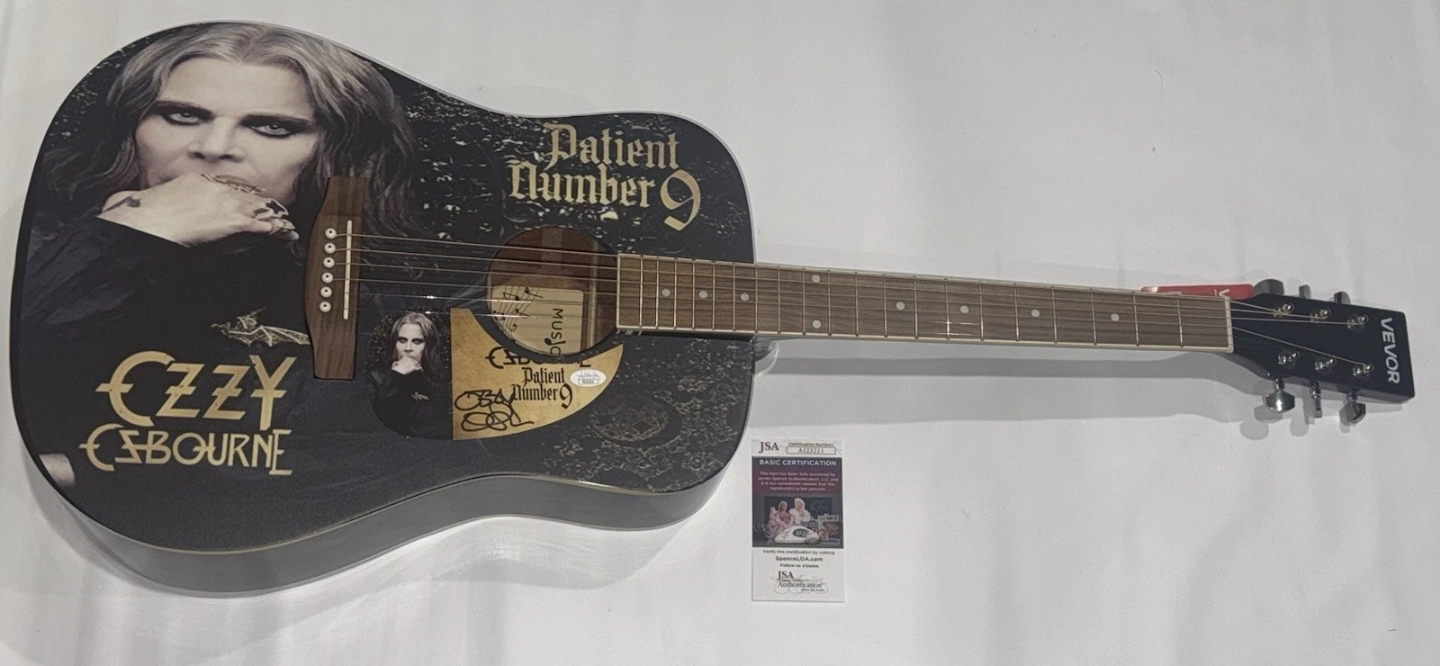OZZY OSBOURNE SIGNED CUSTOM ACOUSTIC GUITAR PATIENT NUMBER 9 AUTOGRAPHED JSA COA
