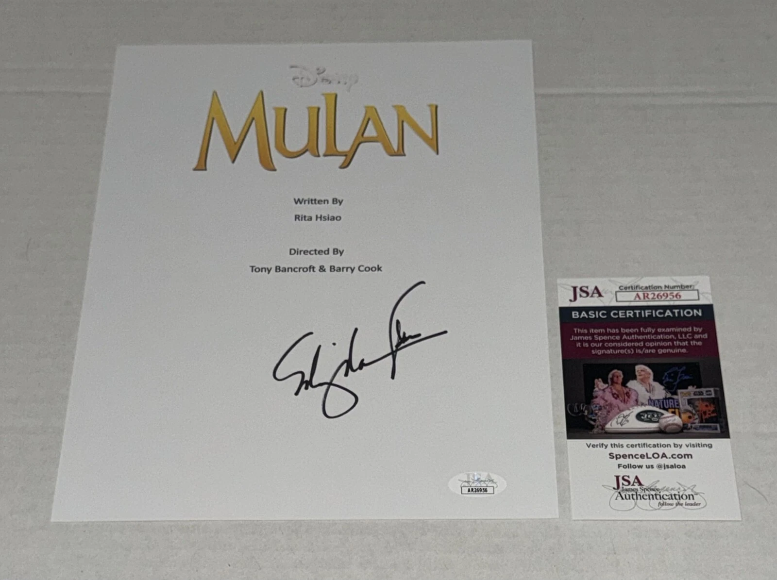 MING NA-WEN SIGNED MULAN FULL MOVIE SCRIPT DISNEY AUTOGRAPHED JSA COA