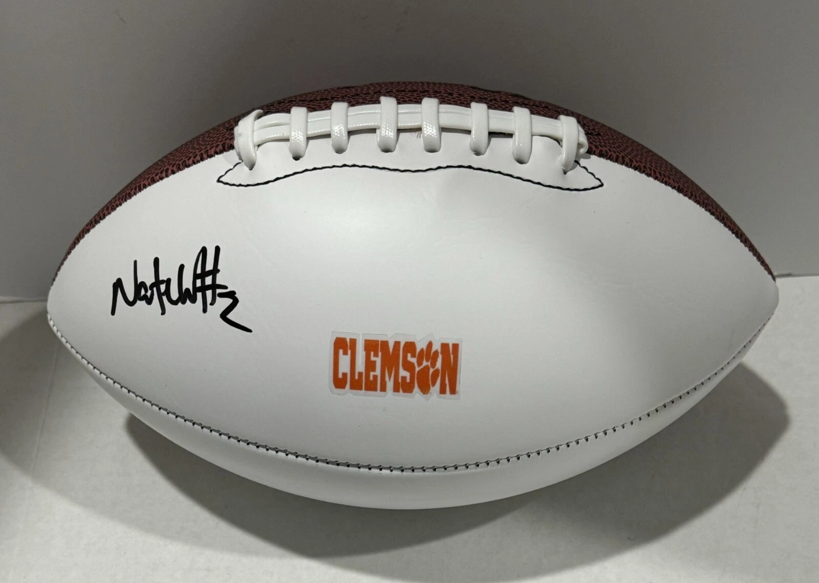 NATE WIGGINS SIGNED FOOTBALL CLEMSON TIGERS NFL STAR PROOF