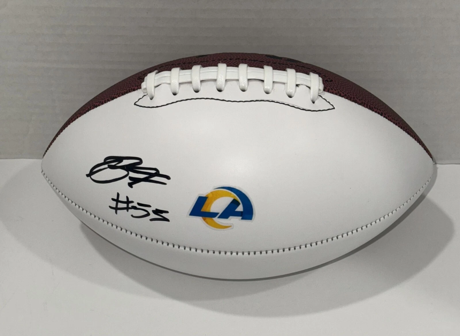 BRADEN FISKE SIGNED FOOTBALL LOS ANGELES RAMS AUTOGRAPHED PROOF