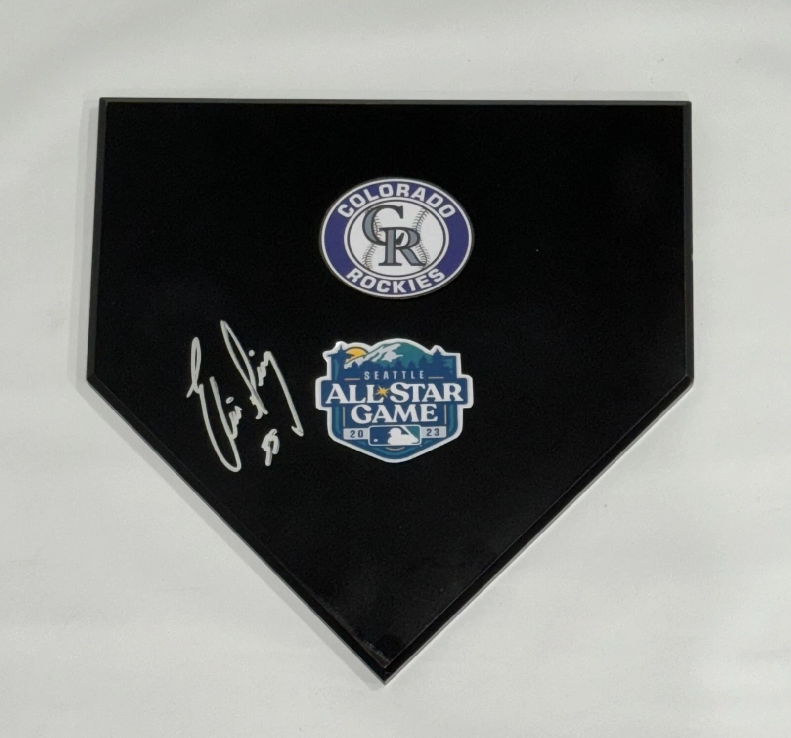 ELIAS DIAZ SIGNED BLACK HOME PLATE PLAQUE COLORADO ROCKIES 2023 ALL STAR